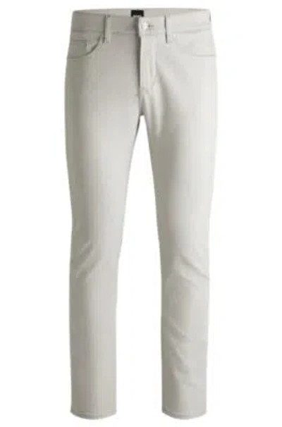 Hugo Boss Delaware Slim-fit Trousers In Brushed Satin In White