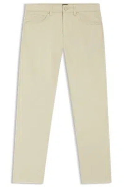 Hugo Boss Delaware Slim-fit Trousers In Patterned Stretch Cotton In Neutral
