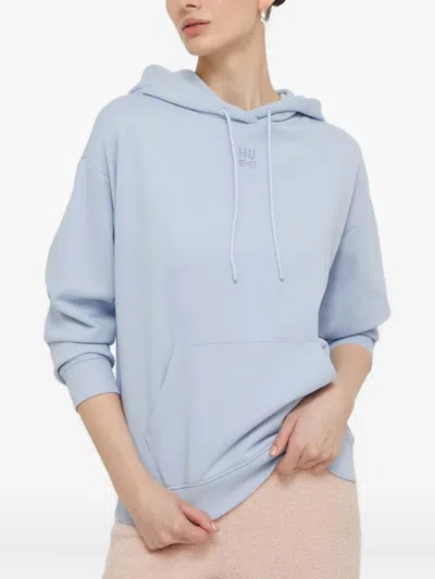 Hugo Boss Delfinia Logo Hoodie In Blue