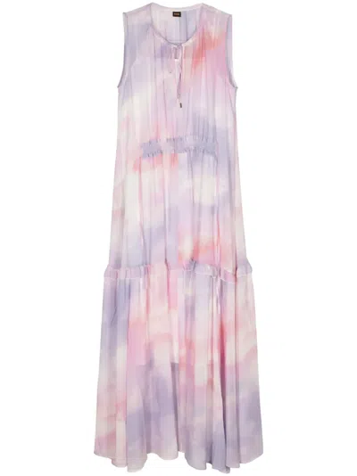Hugo Boss Delong Abstract-print Midi Dress In Pink