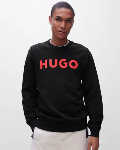 Hugo Boss Hugo Mens Black Logo-print Regular-fit Cotton-jersey Sweatshirt