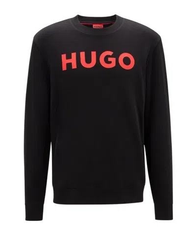 Hugo Boss Dem Logo Crew Sweatshirt In Black