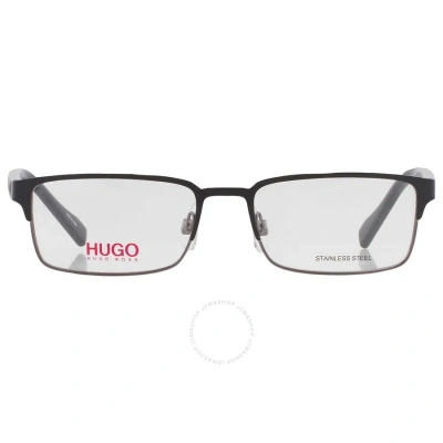 Hugo Boss Demo Rectangular Men's Eyeglasses Hg 0136 0rzz 53 In Black / Dark / Ruthenium