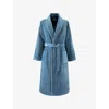 Hugo Boss Denim Brand-embroidered Tie-waist Cotton Robe Xl In Denim