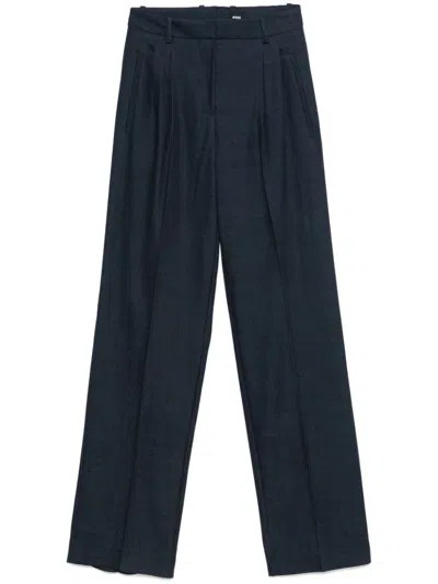 Hugo Boss Denim-effect Twill Trousers In 中性色