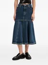 Hugo Boss Denim Flared Midi Skirt In Blue