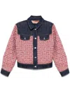Hugo Boss Denim-panel Tweed Jacket In 粉色