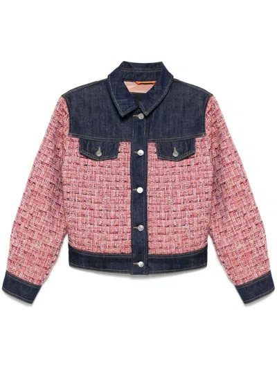 Hugo Boss Denim-panel Tweed Jacket In Multi