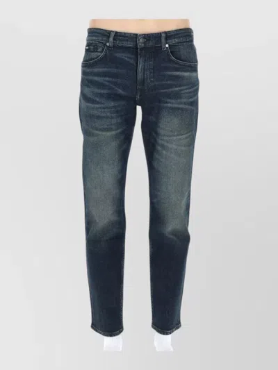Hugo Boss Denim Pants Faded Effect Contrast Stitching In Blue