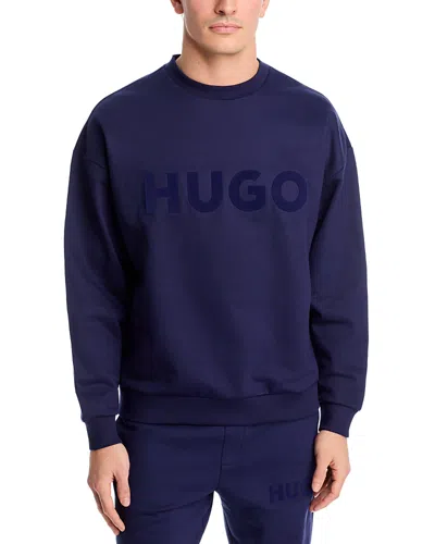 Hugo Boss Denix Oversized Logo Sweatshirt In Blue