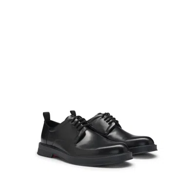 Hugo Boss Derby Shoes In Brush-off Leather In Black