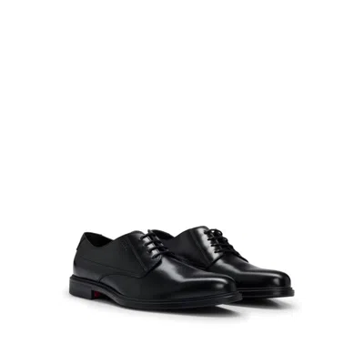 Hugo Boss Derby Shoes In Nappa Leather With Embossed Logo In Black