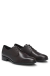 Hugo Boss Derby Shoes In Smooth And Printed Leather In Dark Brown