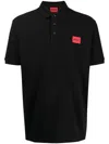 Hugo Boss Slim-fit Polo Shirt With Red Logo Label In Schwarz