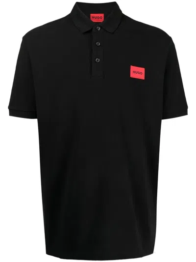 Hugo Boss Dereso222 Logo-patch Polo Shirt In Schwarz