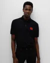 Hugo Boss Slim-fit Polo Shirt With Red Logo Label In Black