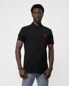 Hugo Boss Slim-fit Polo Shirt With Red Logo Label In Black