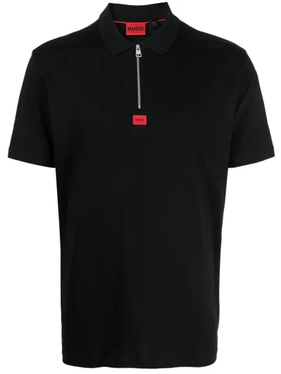 Hugo Boss Black Half-zip Polo In Black 001
