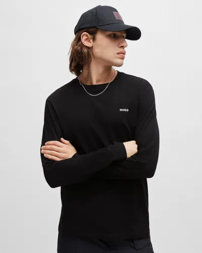 Hugo Boss Derol222 Mens Long-sleeved T-shirt In Cotton Jersey With Logo Print Nos