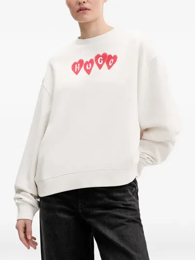 Hugo Boss Deroxina Heart-print Sweatshirt In White