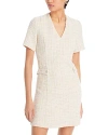 Hugo Boss V-neck Dress In Melange Tweed With Hardware-button Trims In Open Misc
