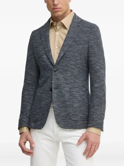 Hugo Boss Detachable-hood Single-breasted Blazer In Blue