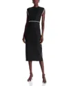 Hugo Boss Boss Detira Wool Blend Sheath Midi Dress In Black