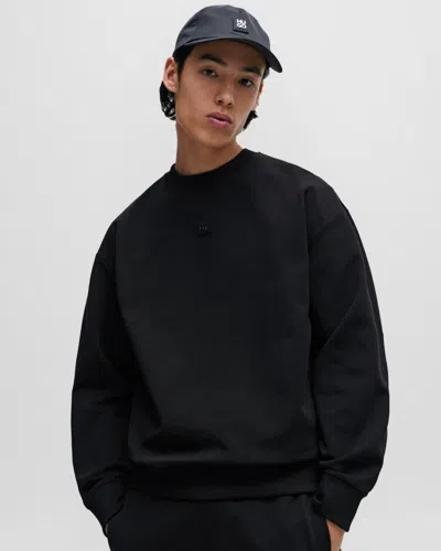 Hugo Boss Dettil Mens Stretch-cotton Sweatshirt With Stacked Logo