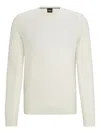 Hugo Boss Diagonal-pattern Crew-neck Sweater In White