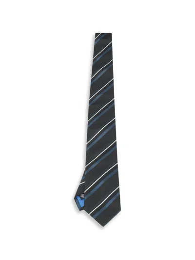 Pre-owned Hugo Boss Diagonal-stripe Silk Tie In Black