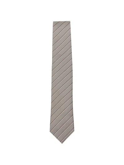 Hugo Boss Diagonal-stripe Silk Tie In Gray