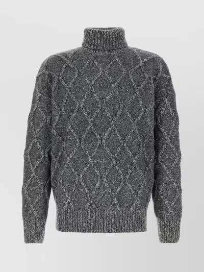 HUGO BOSS DIAMOND PATTERN RIBBED COLLAR SWEATER
