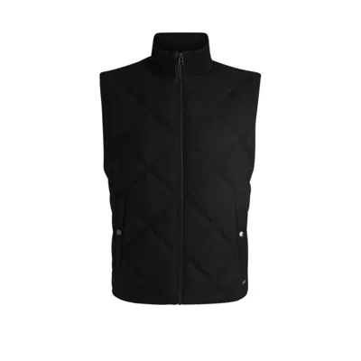 Hugo Boss Diamond-quilted Gilet With Ribbed-cotton Trims In Black