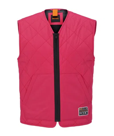 Hugo Boss Diamond-quilted Gilet In Pink
