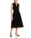 Hugo Boss Pliss-crepe Dress With Notch Neckline In Black