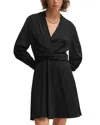 Hugo Boss Wrap-front Dress With Stand Collar In Black