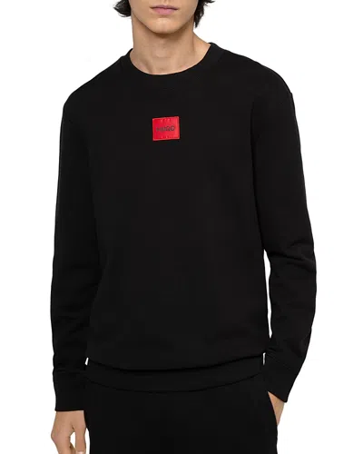 Hugo Boss Logo Patch French Terry Crewneck Sweatshirt In Black
