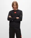 Hugo Boss Logo Patch French Terry Crewneck Sweatshirt In Black