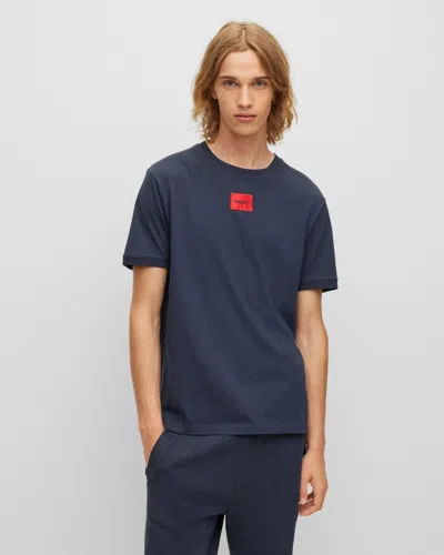 Hugo Boss Diragolino212 Label Logo Mens T-shirt Nos In Blue