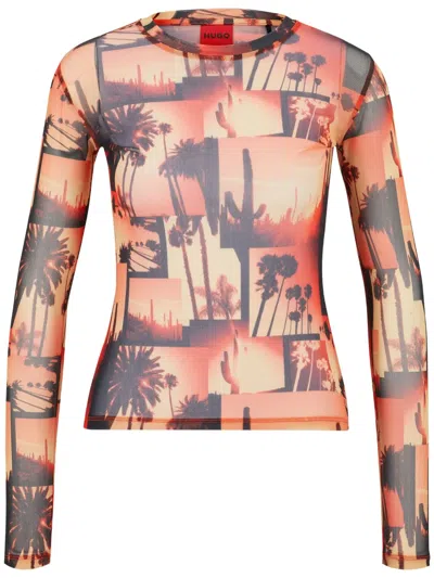 Hugo Boss Diralina Graphic-print Top In Multicolour