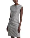 Hugo Boss Cap Sleeve Wool Sheath Dress In Monochrome Sharkskin