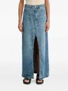 Hugo Boss Distressed-details Denim Maxi Skirt In Blue