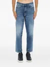 Hugo Boss Distressed-details Logo-patch Jeans In Blue