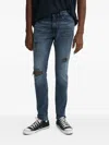 Hugo Boss Distressed Five-pockets Jeans In Blue