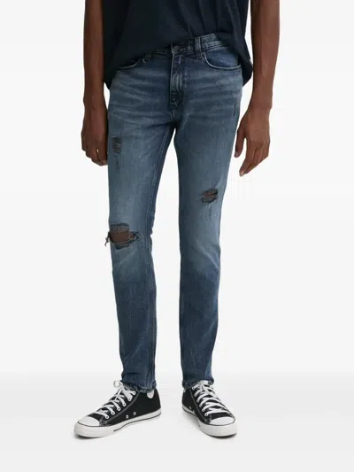 Hugo Boss Distressed Five-pockets Jeans In Blue