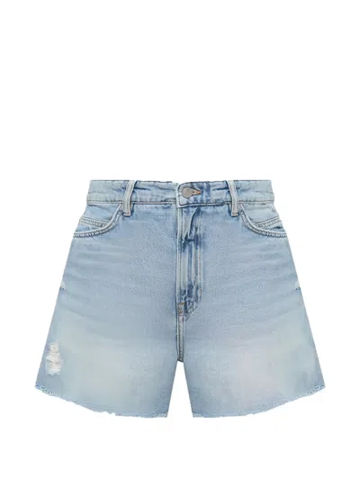 Hugo Boss Distressed Frayed-hem Shorts In Blue