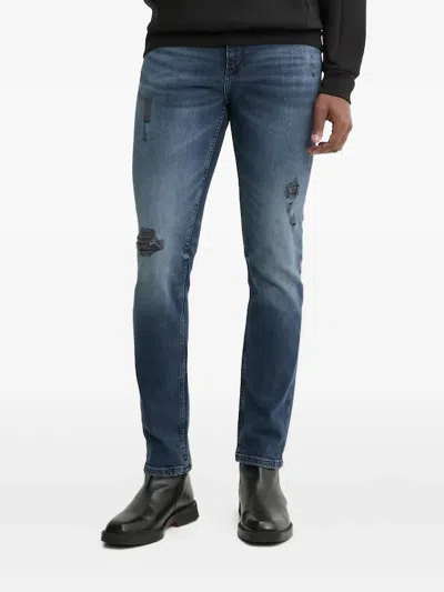 Hugo Boss Distressed Skinny Jeans In Blue