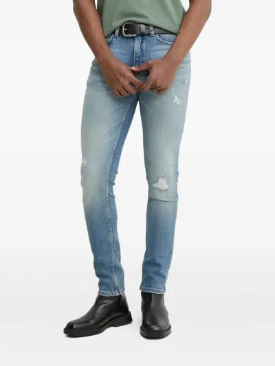 Hugo Boss Distressed Skinny-leg Jeans In Blue