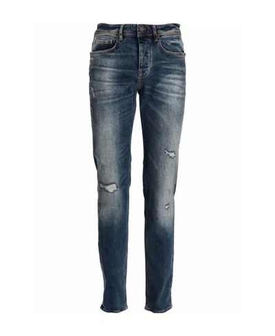 Hugo Boss Distressed Tapered-fit Jeans In Blue