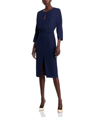Hugo Boss Ditela Tapered Waist Dress In Clean Navy Combo